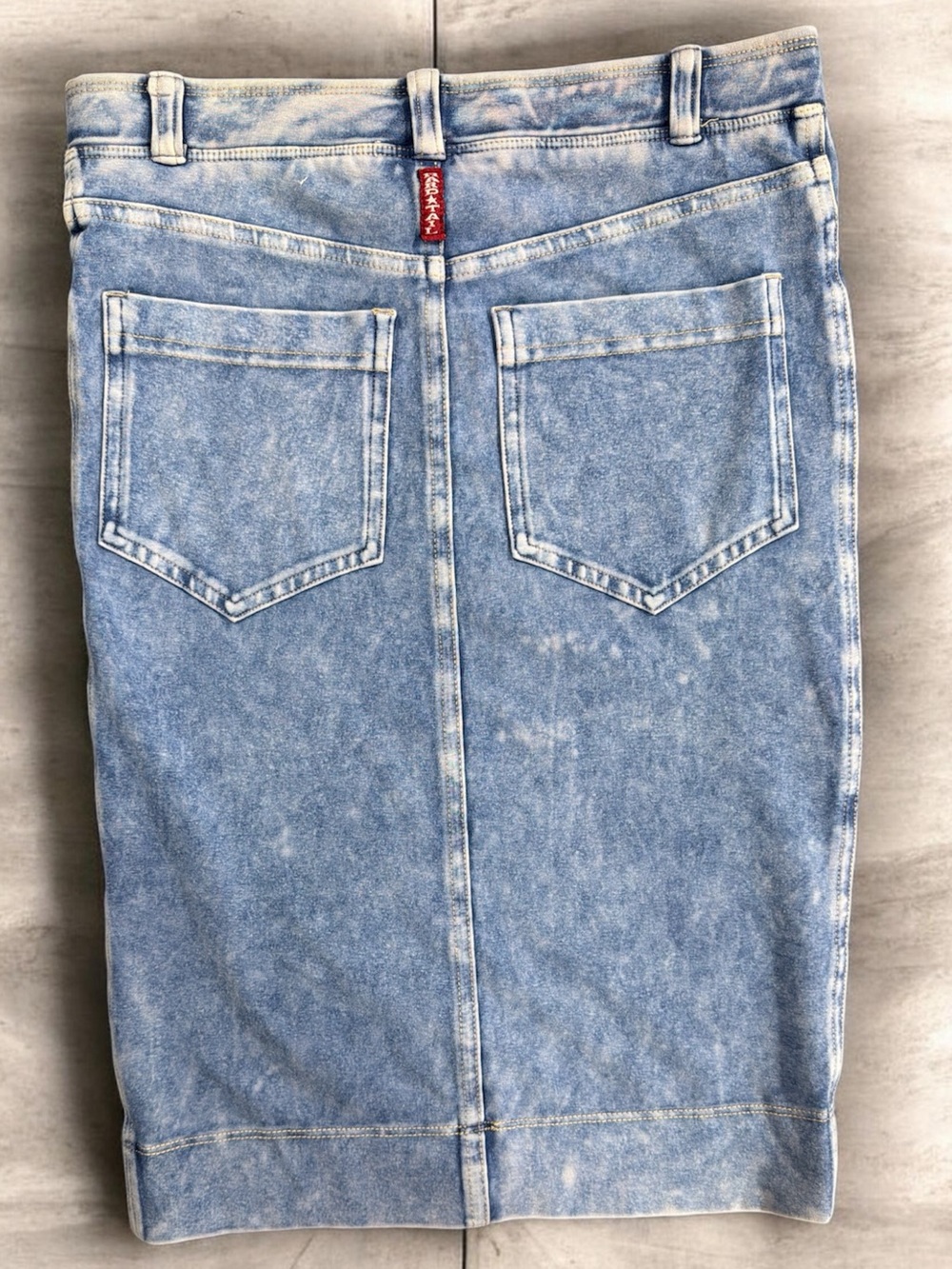 Hard Tail Acid Wash Denim Pencil Skirt High Waist Midi Jean S